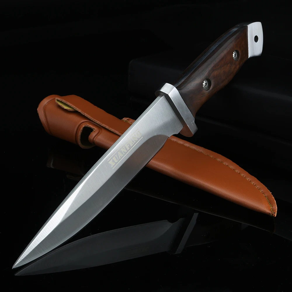 XUAN FENG Outdoor Knife Camping High Hardness Survival Knife Handmade Hunting Straight Knife Fixed Blade Portable Knives