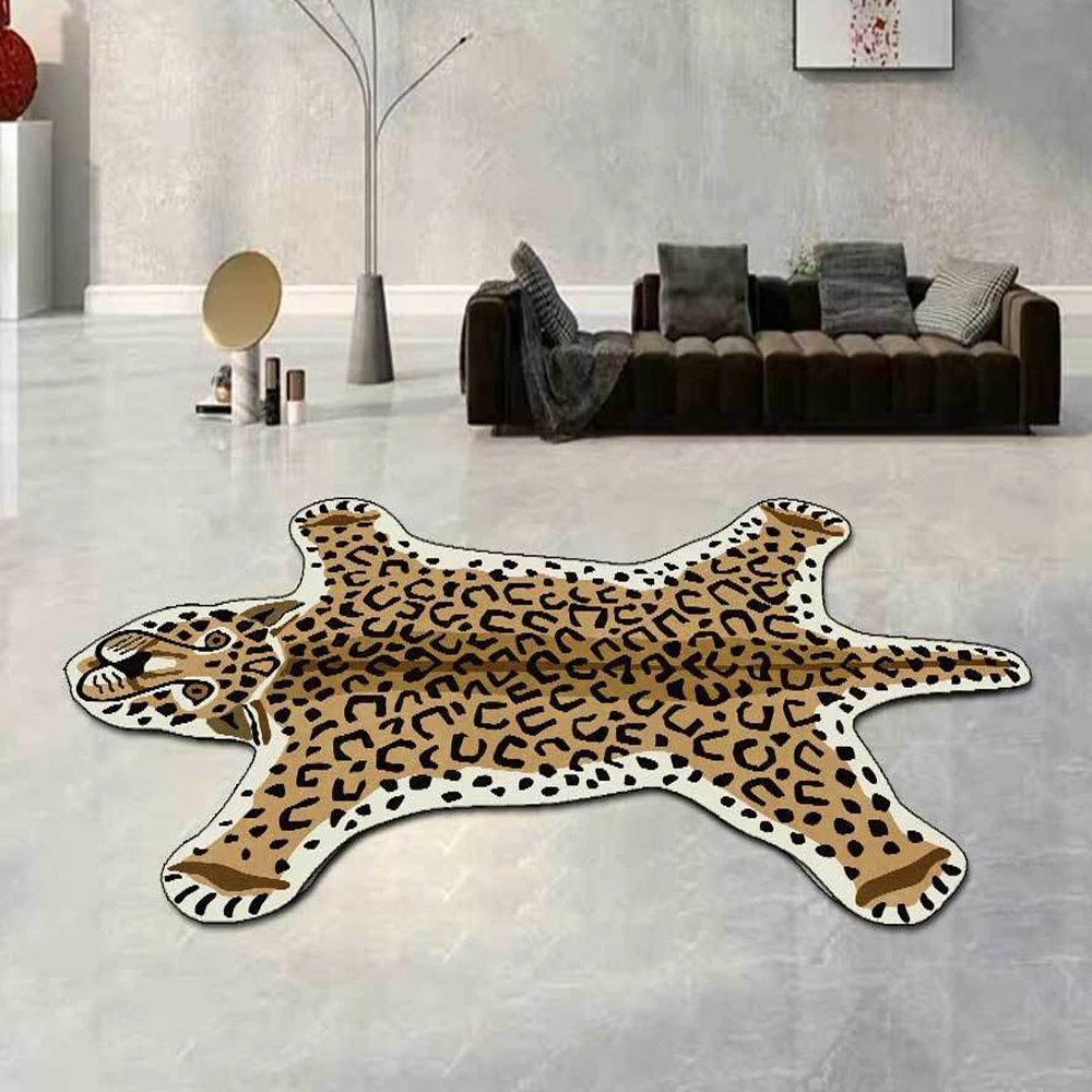 Animal Shape Carpet Rugs for Home Living Room Vivid Tiger Lion Leopard Printed Anti Slip Bedroom Bedside Floor Mats Area Rugs