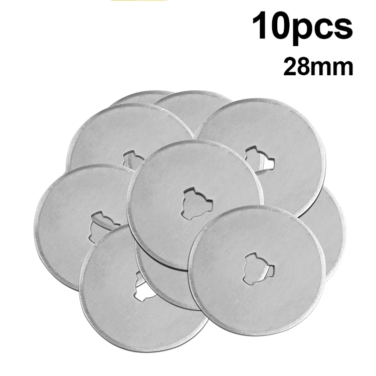 10pcs 28mm Rotary Cutter Blades Refill Replacement Spare Blades Paper Cut Circular Blade Patchwork Fabric Leather Craft Quilting