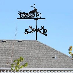 Farmhouse Motorcycle Weather Vane Roof Mount Rod, Wind Direction Indicator Outdoor Metal Bracket Weather Vane