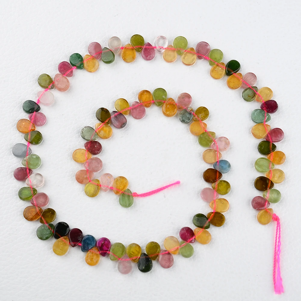 

1 Strands Natural Multi Color Tourmaline Briolette Dripping Shape 15.5" Strand