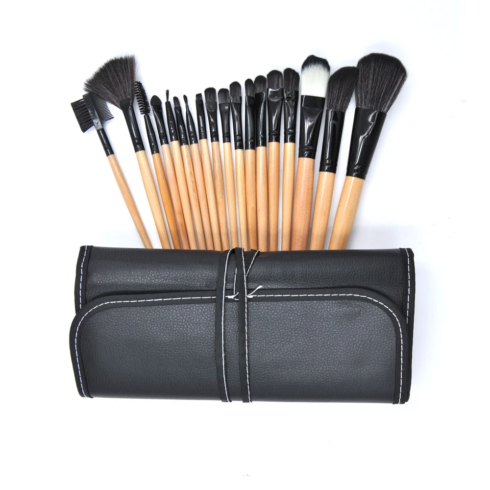 Kaizm 18pcs Professional Makeup Brush With Bag Set Eye Shadow Brush Blush Foundation Makeup Tools Kit Eyebrow Lip Grooming Tools