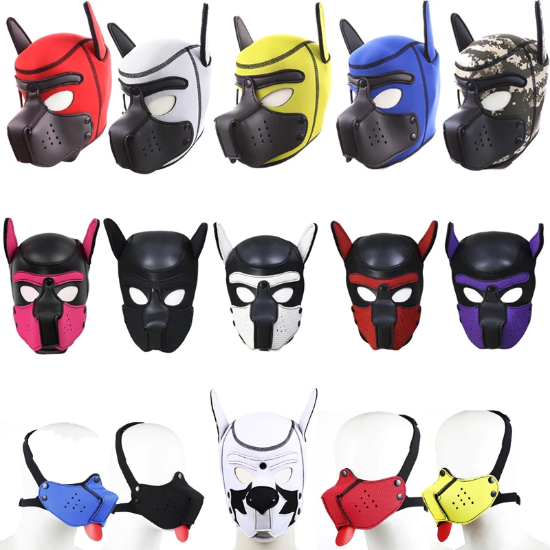 Bdsm Bondage Pet Role Play Party Mask,Puppy Play Dog Hood Mask,Detachable Mouth Gag,Fetish Slave Pup Mask Sex Toys For Women Men