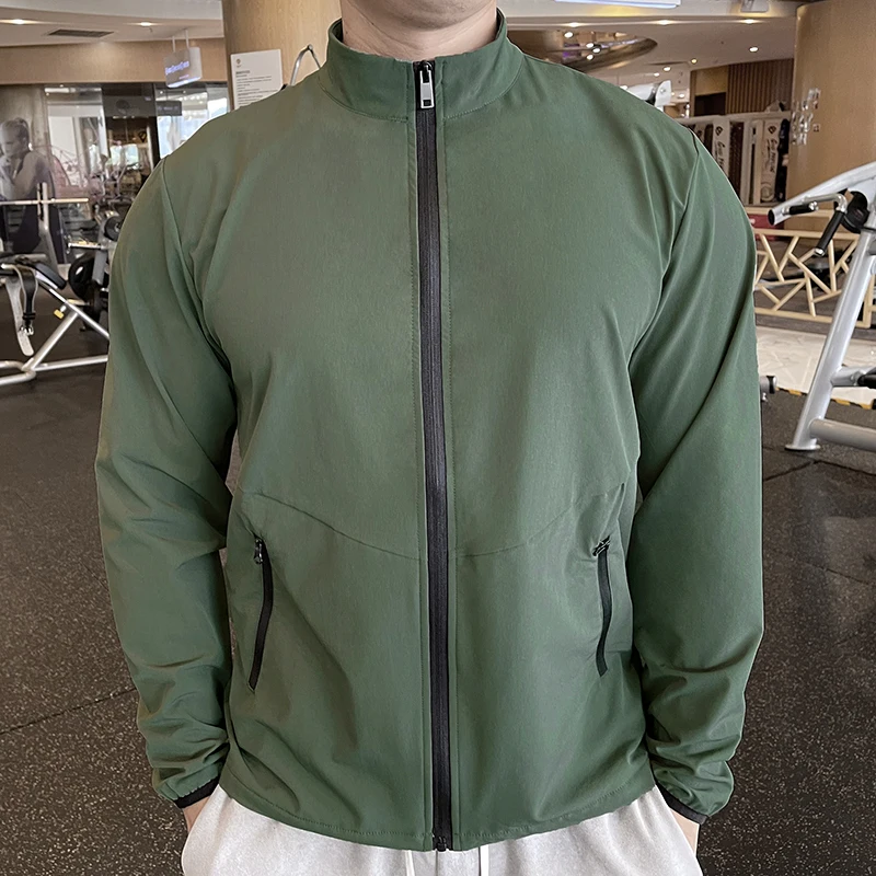 New Autumn winter Men Quick Dry Hiking running Jackets fitness Gym Outdoor Sports Coats Male Windbreaker stand collar Sportswear