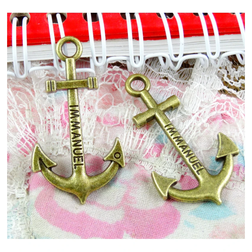 30 Pieces /lot 37.6*21MM Anchor Charm Antique Bronze Pendants Jewelry for Bracelets Diy Jewelry Making