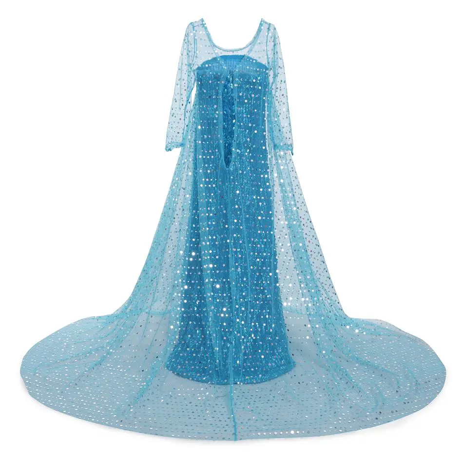 2021 New Frozen Elsa Dress Girls Summer Dress Princess Cosplay Costume For Kids Christmas Birthday Fancy Party Halloween Outfits