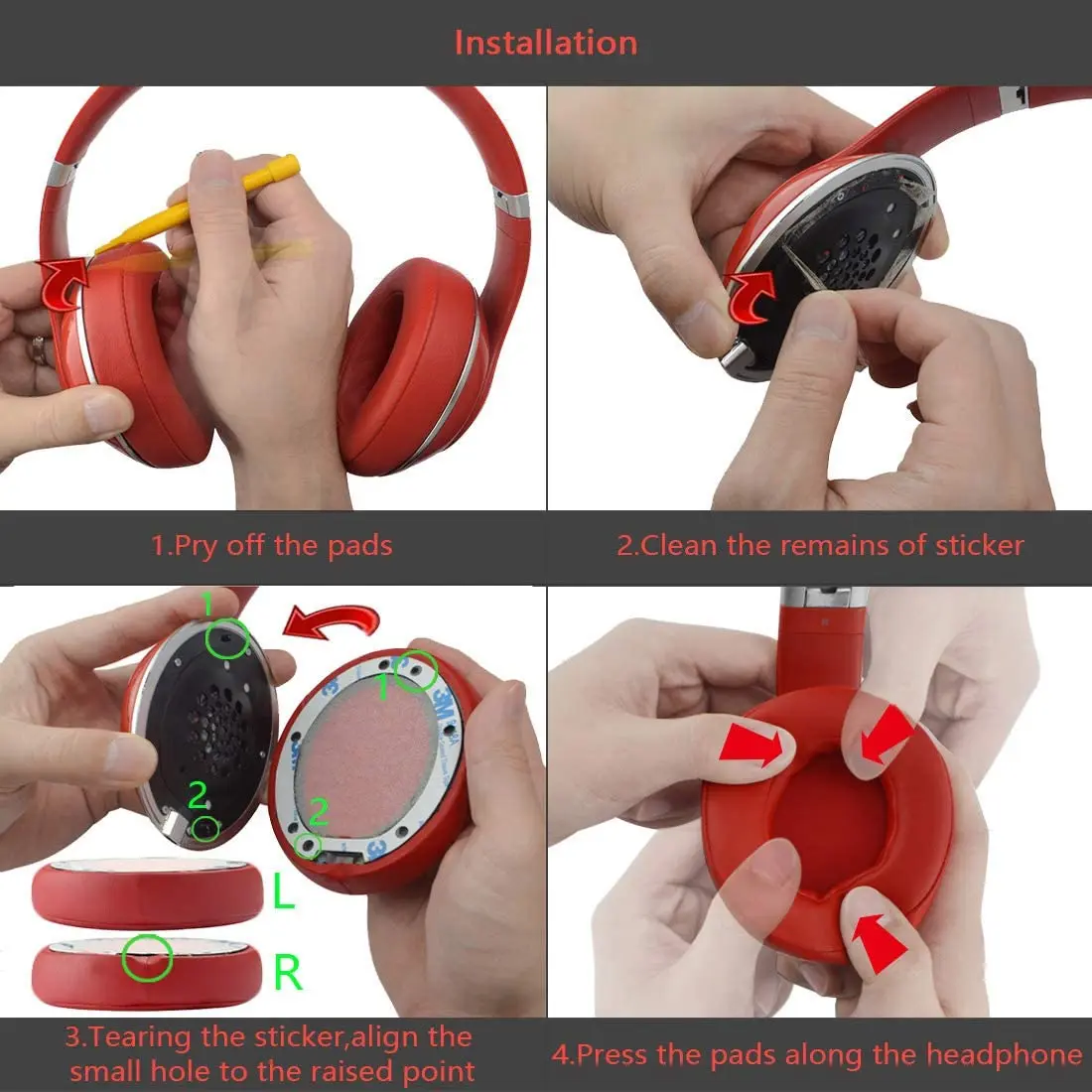 เปลี่ยนแผ่นรองหูฟังสำหรับ Beats Studio 2 Wireless/สตูดิโอ3หูฟังไร้สาย