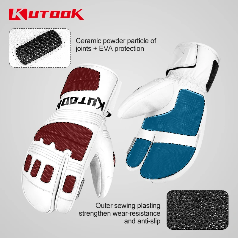 KUTOOK-Gants de ski thermiques imperméables pour homme et femme, mitaines de motoneige, de sport, de neige, 506, GS515, hiver