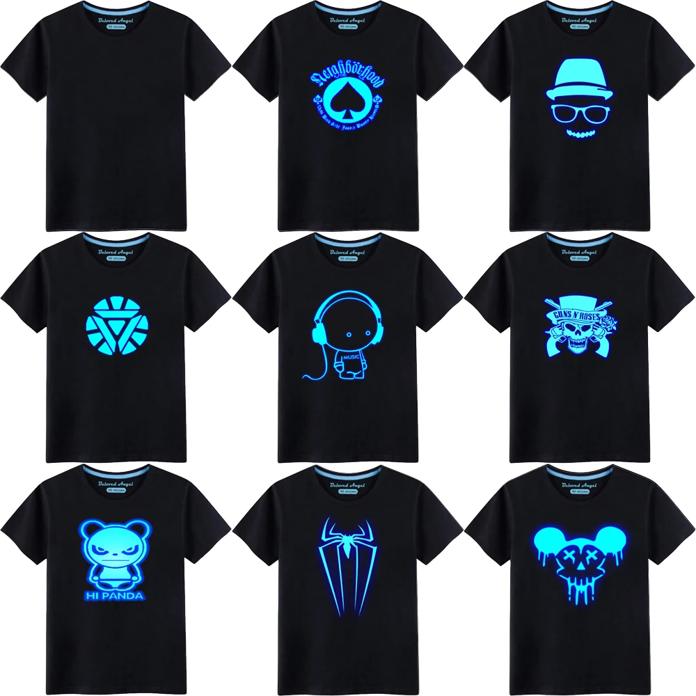 Boys Girls Cartoon T-shirts Kids Game Character Print Luminous T Shirt For Children Short Sleeve T-shirt Cotton Tops 3-15 Years