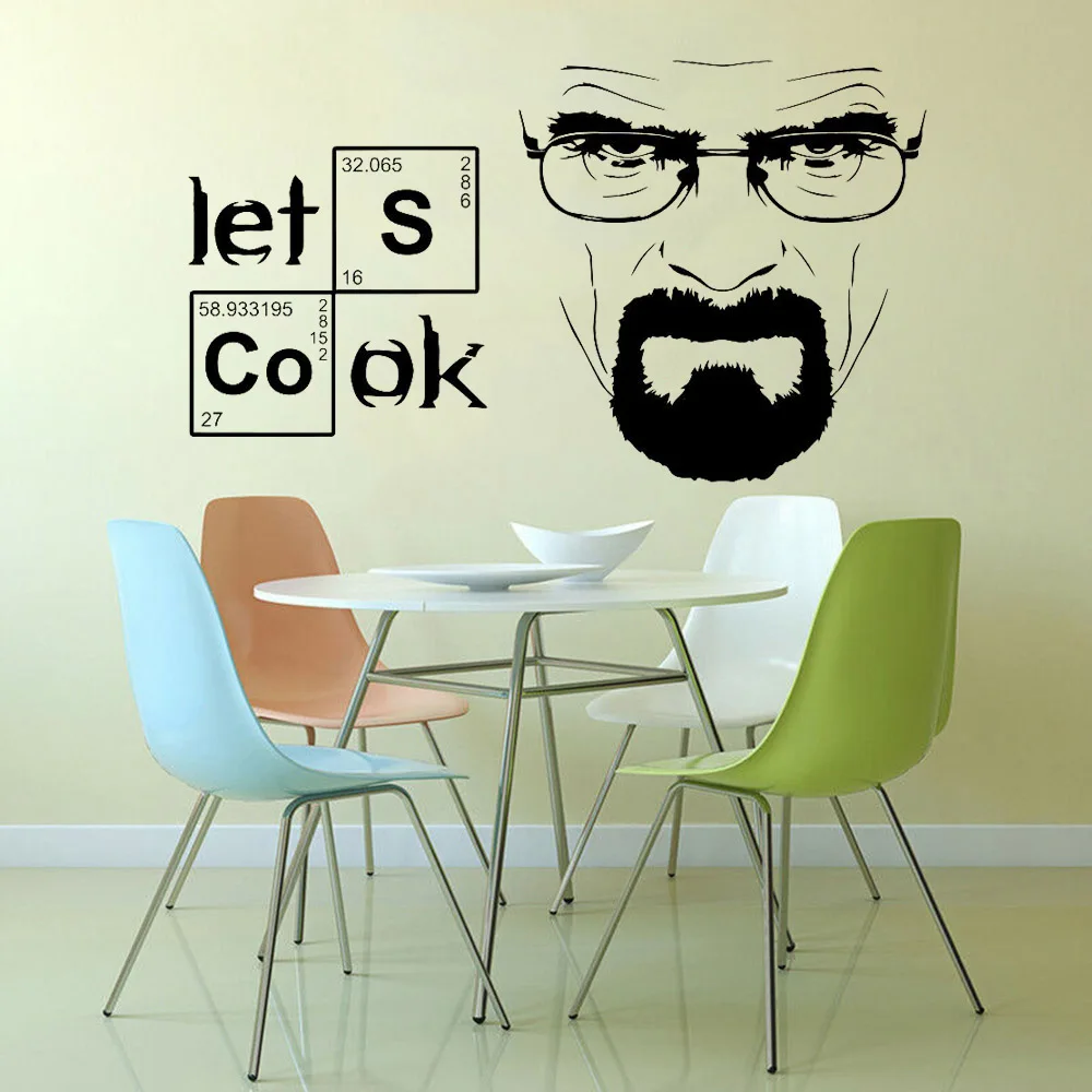Kitchen Wall Stickers Let\'s Cook Breaking Bad Wall Decal Dining Room Tile Fridge Vinyl Teen Room Decoration Wall Murals Y427
