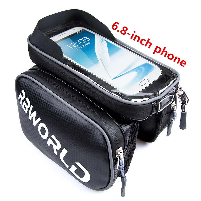 Bicycle Frame Front Head Top Tube Waterproof Bike Bag&Double IPouch Cycling For 6.8 in Cell Phone Bike Accessories Touch Screen