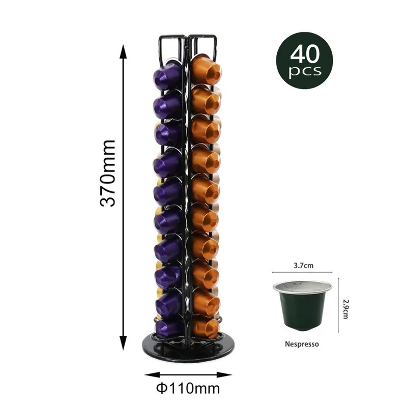 Rotating Coffee Capsules Dispensing Tower Stand Fits 40 For Nespresso Capsules Storage Tower Stand Coffee Pod Holder