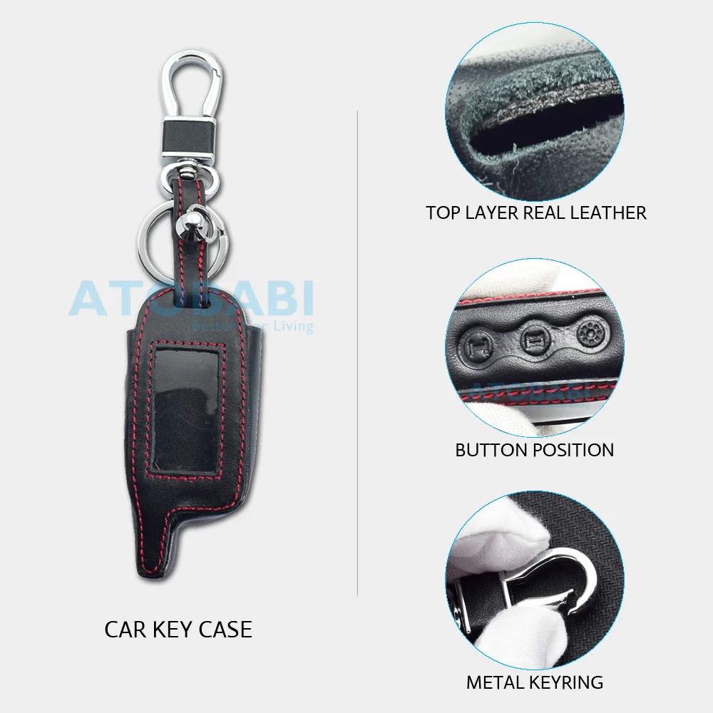 Leather Car Key Case For Starline А9 A8 A6 A4 V5 24V Two Way Car Alarm System LCD Remote Control Fobs Shell Protector Cover Skin