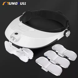 Magnifier Glasses With Light Glass Headset Magnifier Illuminated Wearing Style Lamp With Magnifying Glass For Repair Jeweler