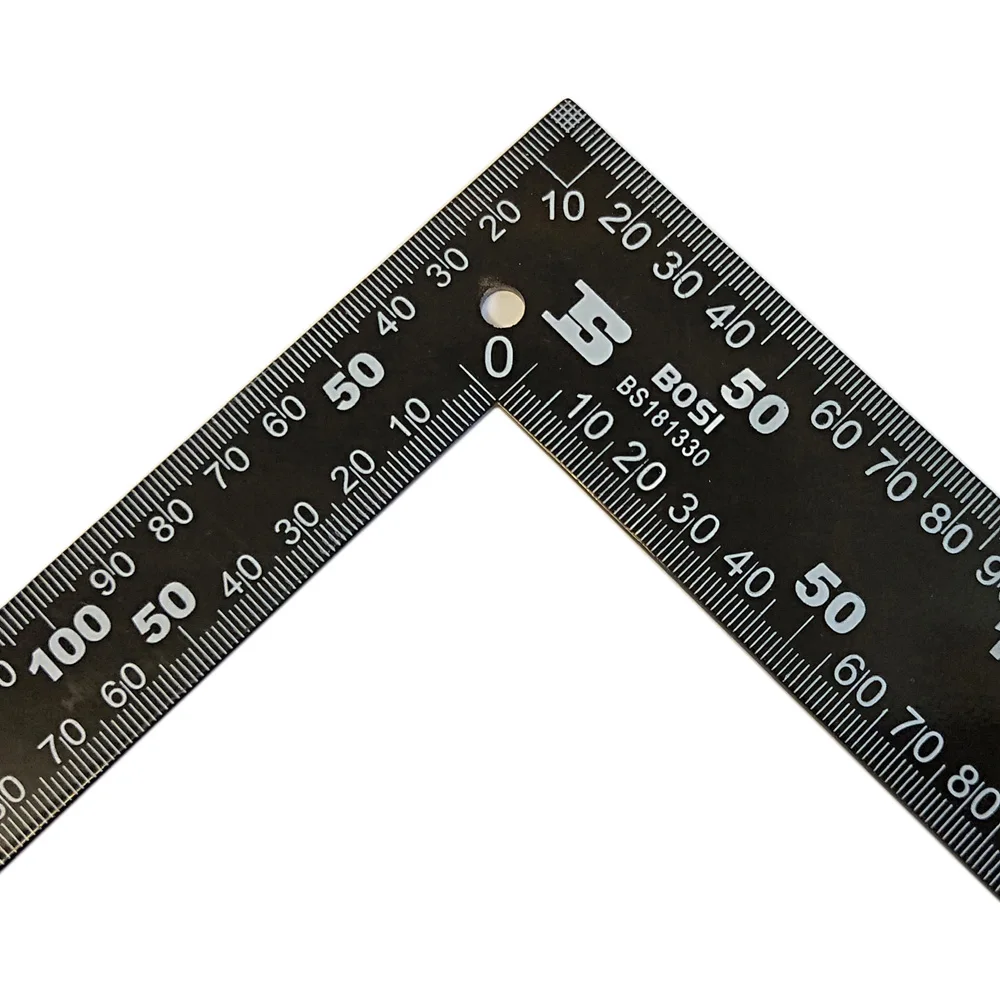 BOSI 20x30cm 2cr13 Stainless Steel Square Ruler Double Side Metric/ Inch