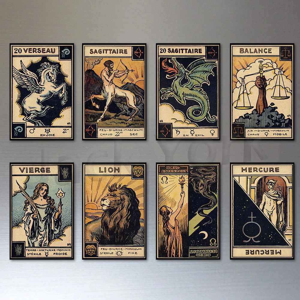 Retro tarot poster printing retro decorative tarot wall decoration