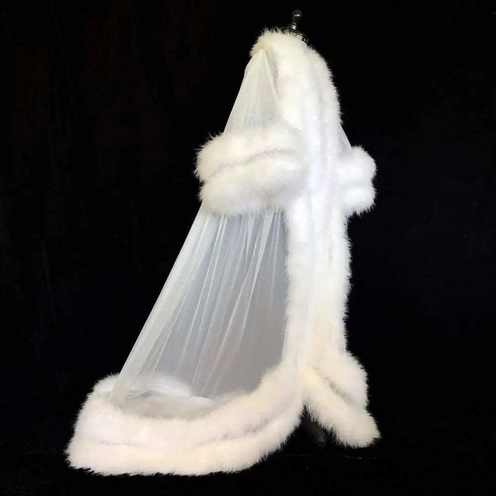 Ladies Dressing Gown Sheer Long Robe Feather Bridal Robes Dessous Fotografie Bridal Fluffy Maternity Robes Photo Shoot Bathrobe