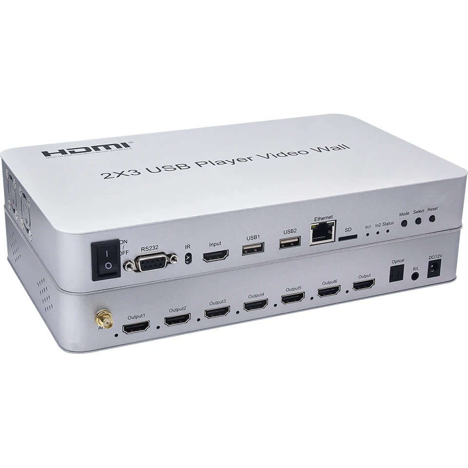 Dispositivo de extração de áudio com processador, 2x3, conjuntos de 2x2, 3x3, hdmi, usb, controle de parede e vídeo, extração de áudio, ethernet,