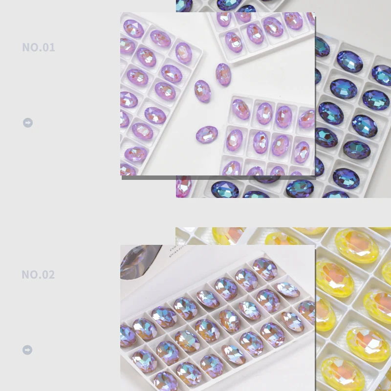 Mocha Fluorescence Loose Rhinestones Oval Shape Colorful Glue On Rhinestones Pointback Glue On Nails Crystals Rhinestone