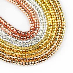 Rose Gold Color Flat Round Hematite 3X2mm 185pcs Cylinder Natural Stone Spacers Loose Beads For Jewelry Making Diy Bracelets