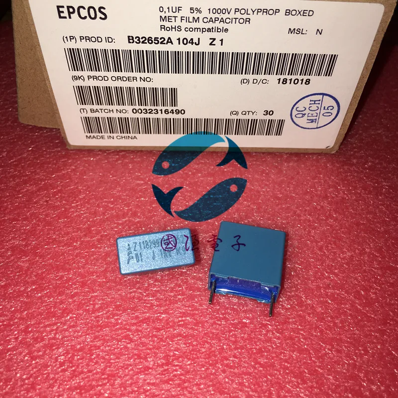 

20PCS NEW EPCOS B32652A104J 0.1UF 1000V PCM15 film capacitor B32652 104/1000V P15MM MKP 104 0.1uf/1000v 0.1UF 1KV 104