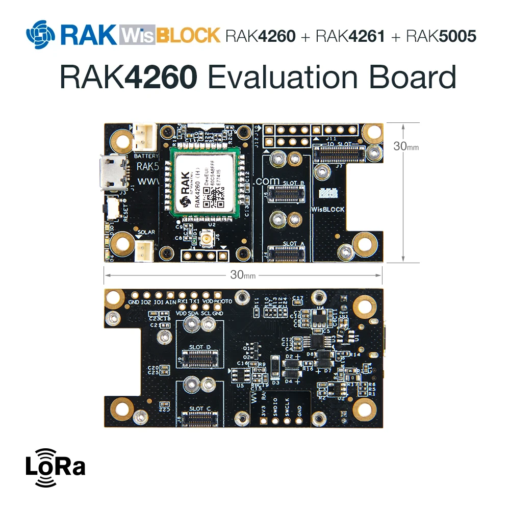 RAK4260 Evaluation Board | RAKwireless WisDuo EVB | RAK4260 LoRa Module + RAK4261 + RAK5005 | LoRaWAN High Bands 862 to 1020 MHz