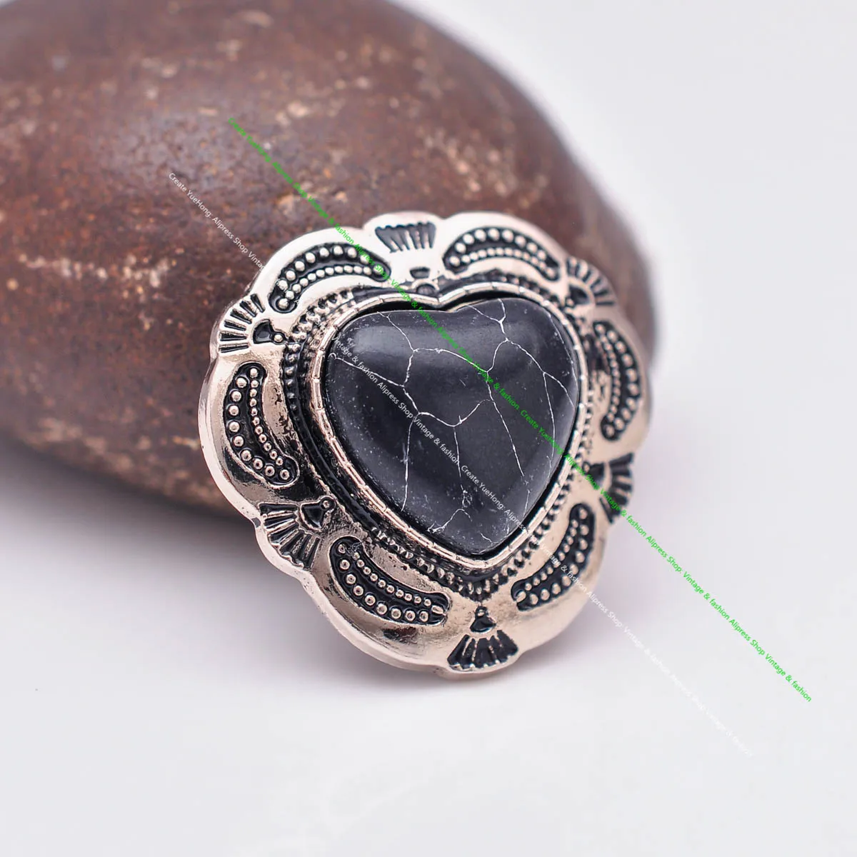 10X Silber Indische Blume Kunst Echt Grün Liebe Herz Türkis Leathercraft Haar Zubehör Nähen Schaft Taste Concho Verschluss – Detail 22