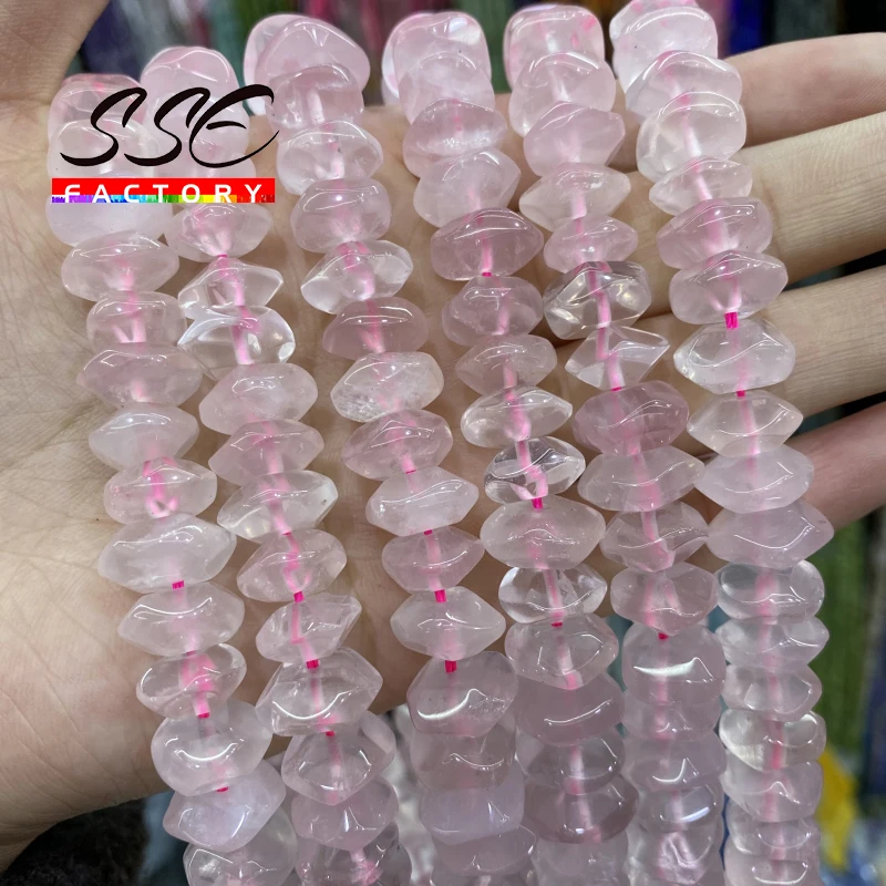 Natural Pink Quartz Crystal Beads Irregular Special Cut Genuine Loose Beads for Jewelry Making DIY Bracelets 6x11mm 15