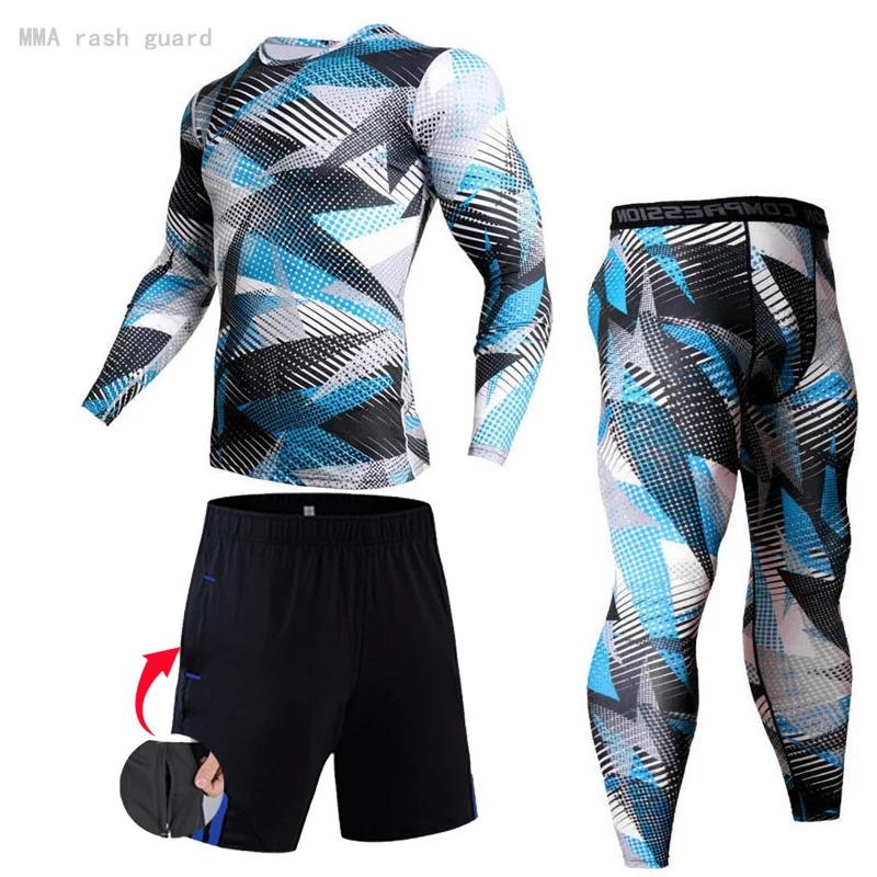 Running Shirt Men Compression Pants Track suit Leggings Sport Fitness workout set MMA rashgard male Quick dry Gym jogging suits