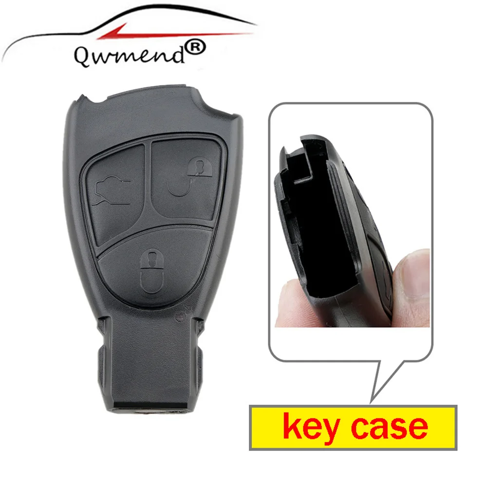 Casing Kunci Mobil Remote Pintar Casing Pengganti QWMEND 2/3/4 Tombol untuk Mercedes Benz M S C E CLK Penutup Kunci Mobil Tidak Ada Logo