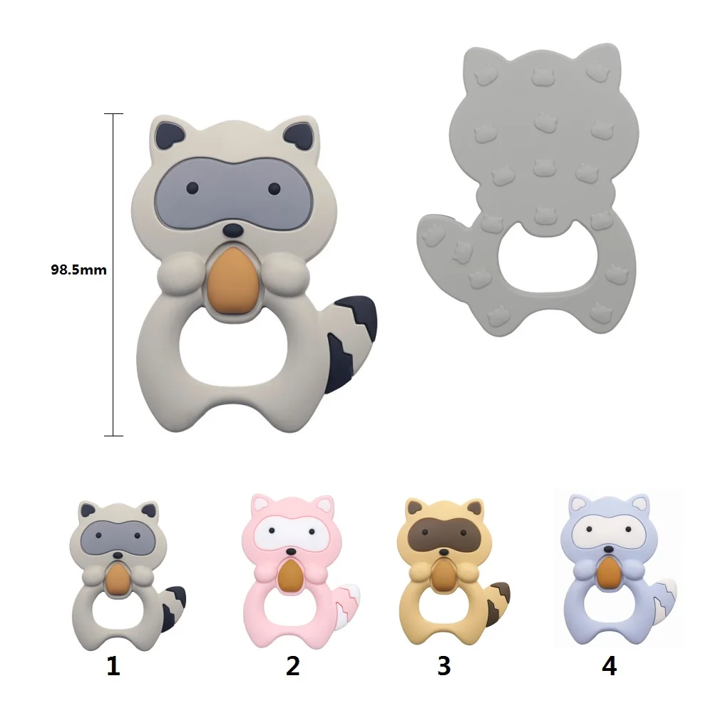 BOBO.BOX 1pc Baby Teething Toys Cartoon Animal Koala Owl Fox Raccoon Food Grade Silicone Teether For Baby Chew Toy Silicone Bead