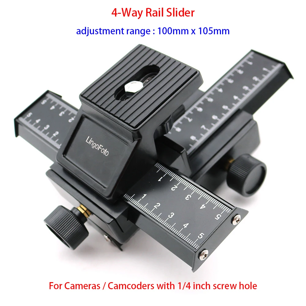 4-Way Macro Focusing Rail Slider Close-up Shooting Guider High Quality Aluminum Alloy + Plastic