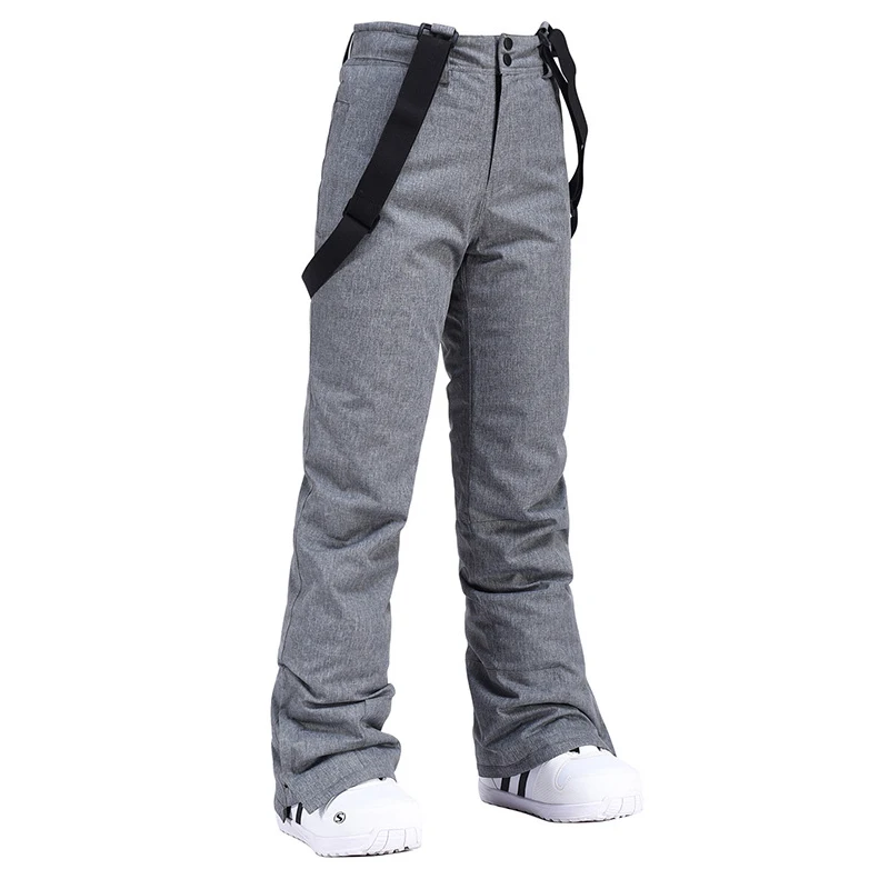 Pantalones de esquí gruesos y cálidos para hombres y mujeres, pantalones de tirantes impermeables a prueba de viento, pantalones de Snowboard para