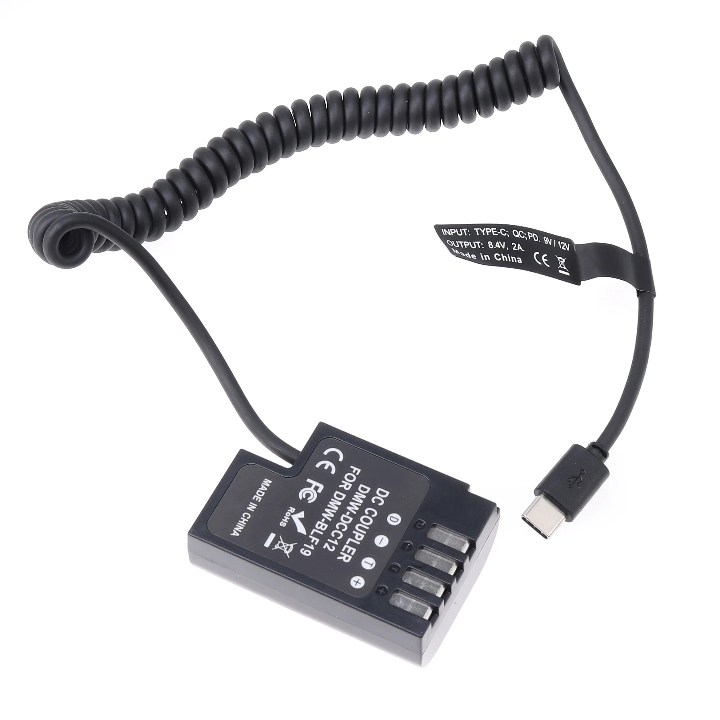 FOTGA فك DMW-BLF19/DCC12 الدمية مهايئ بطارية + نوع C كابل لباناسونيك GH3 GH4 GH5 GH5S