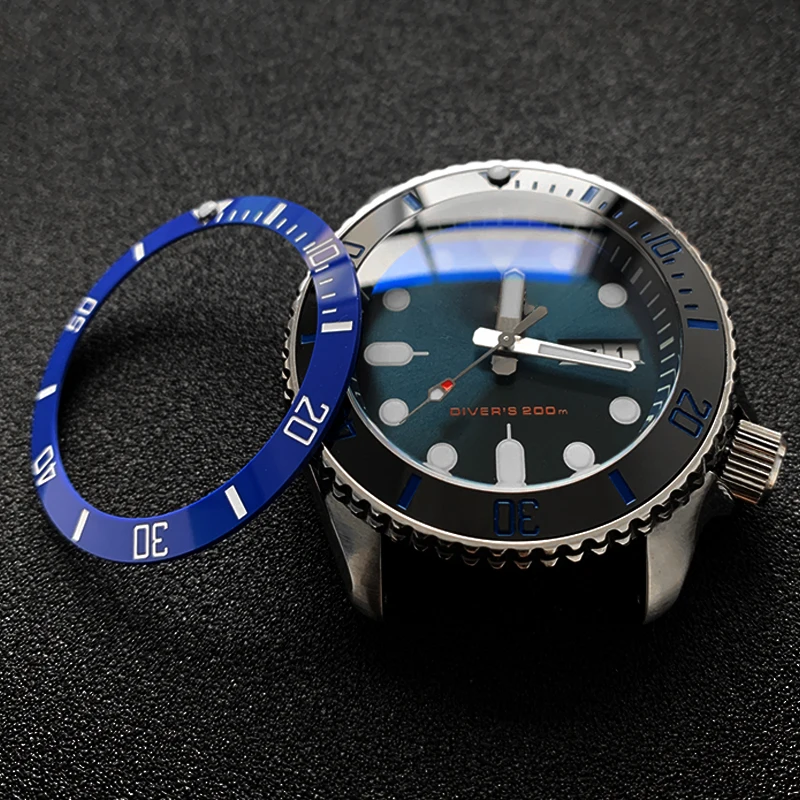 Sloped ceramic bezel insert 38*30.6mm  Sub style Luminous pip at 12 For SKX007 SKX011 for Rlx SUBMARINER MOD watch parts