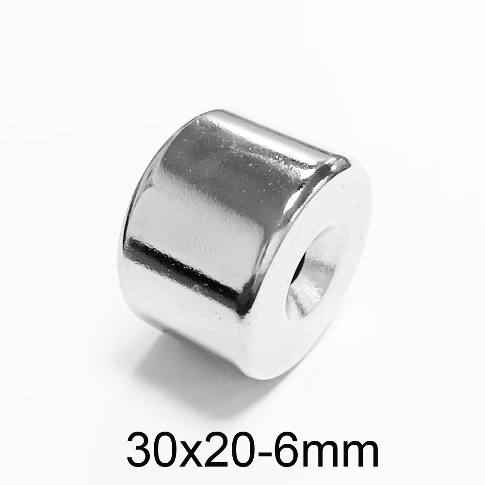 1/2PCS 30x20-6 Round Super Powerful Strong Magnetic Magnets 30*20 mm Hole 6mm Countersunk Neodymium Magnet  30X20-6mm 30*20-6