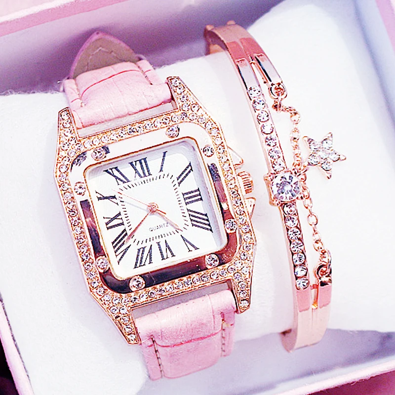 

Women Watch Diamond Lady Bracelet Watch Fashion Leather Band Quartz Wristwatch Clock Montre Femme Relogio Feminino Dropshipping