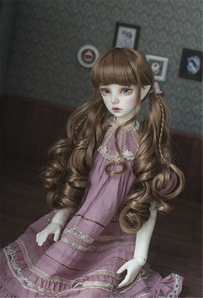 

Парик для куклы BJD, подходит для размеров 1/3, 1/4, 1/6, 1/8, новый модный искусственный мохеровый парик, игривый двойной хвост, милый Универсальный парик