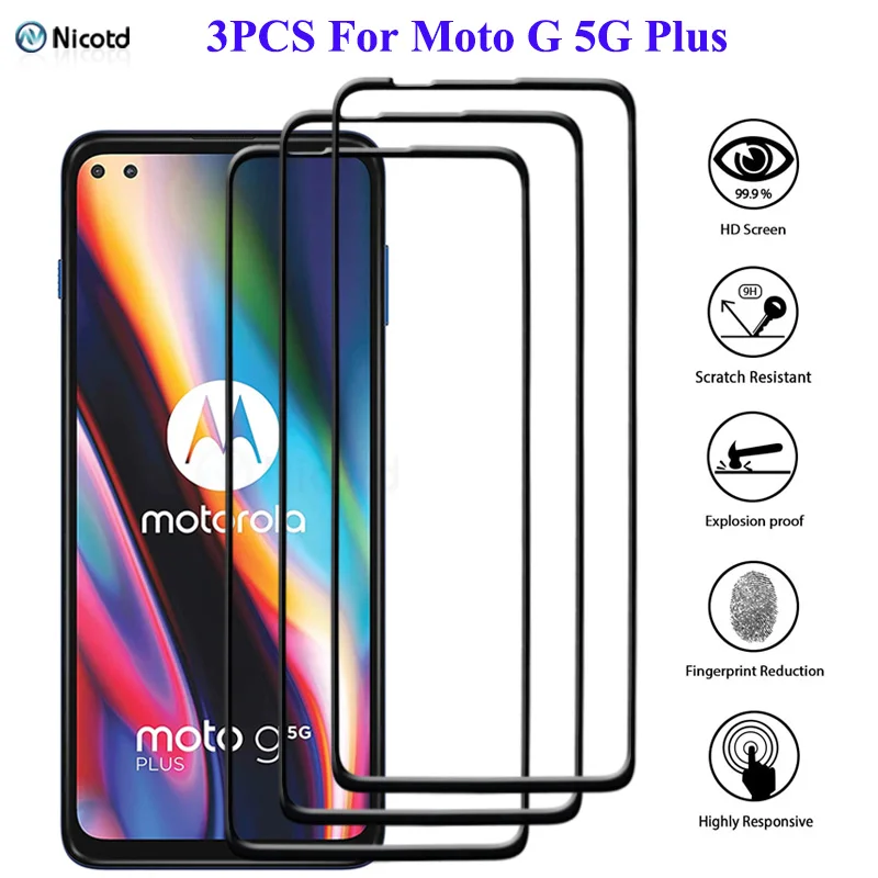 3PCS Full Cover Tempered Glass For Motorola Moto G 5G Plus Scratch Proof Protective Screen Protector Film For MotoG 5G Plus 6.7