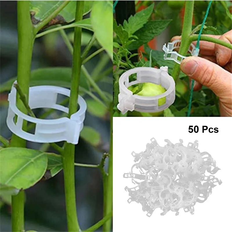 

50 Pcs Plastic Plant Clips for Tomato Hanging Trellis Vine Connects Plants Greenhouse Protection Vegetable Garden Fixing Tool