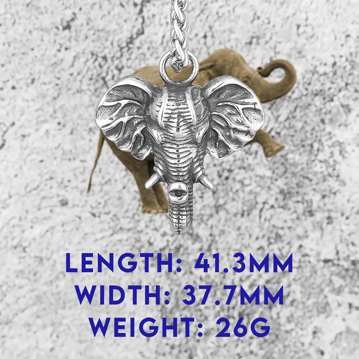 Vintage Titanium Steel Material Mascot God of Wealth Necklace Pendant Elephant Unisex Sweater Chain Gift Jewelry Wholesale