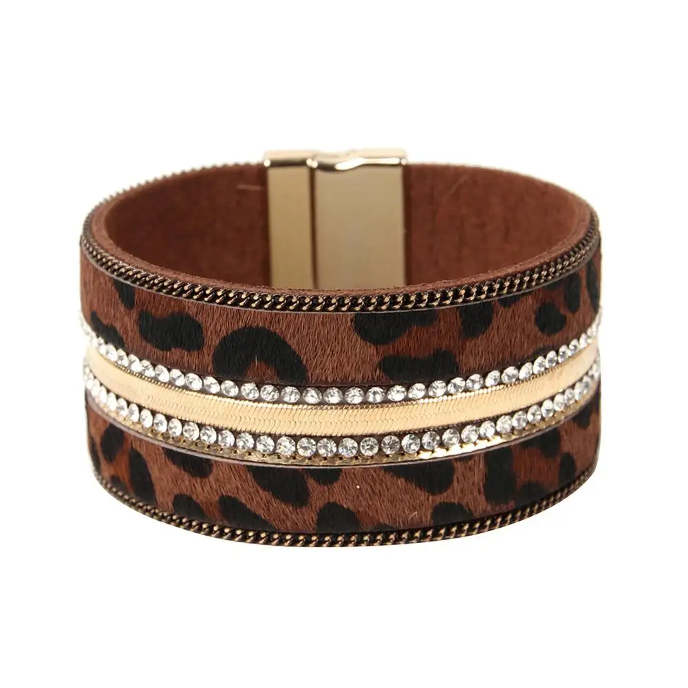 Fashion Horsehair Bracelet For Women Leopard Simple All-Match Wide Charm Cuff Wrap Femme Bracelet Wristband Jewelry