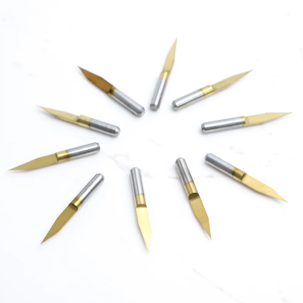 10Pcs ดีบุกเคลือบ3.175Mm Shank PCB แกะสลัก Bit 15/20/30/45/60องศา PCB เครื่อง router Bit Milling เครื่องมือ V รูปร่างแกะสลัก Cutte