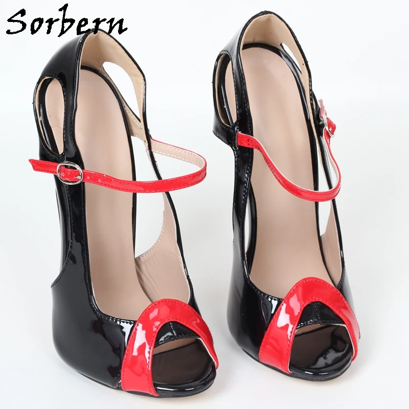 Sorbern Sexy Peep Toe Women Pump Shoes High Heel Stilettos Mary Janes Straps Stilettos Fetish Shoe Custom Multi Color Goth Shoes