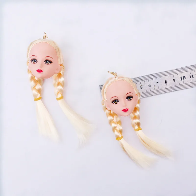 Creative Trendy Lovely Hair Girls Doll Head Drop Earrings For Women Long Dangle Earrings Brincos Fashion Jewelry Party Gifts
