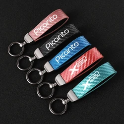New fashion car carbon fiber leather rope Keychain key ring For KIA XLINE X LINE PICANTO Accessories