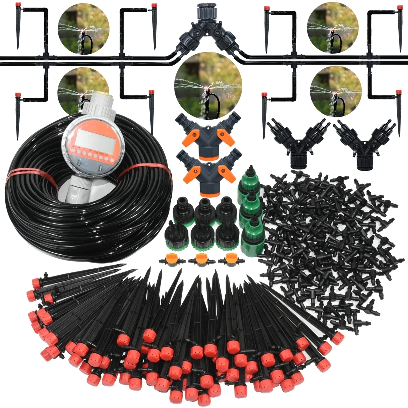 KESLA Garten Tropf Bewässerung System Einstellbar Sprinkler Tropfer 1/4'' Schlauch Ball Ventil Timer Bewässerung Blumen Rasen Gewächshaus – Detail 1