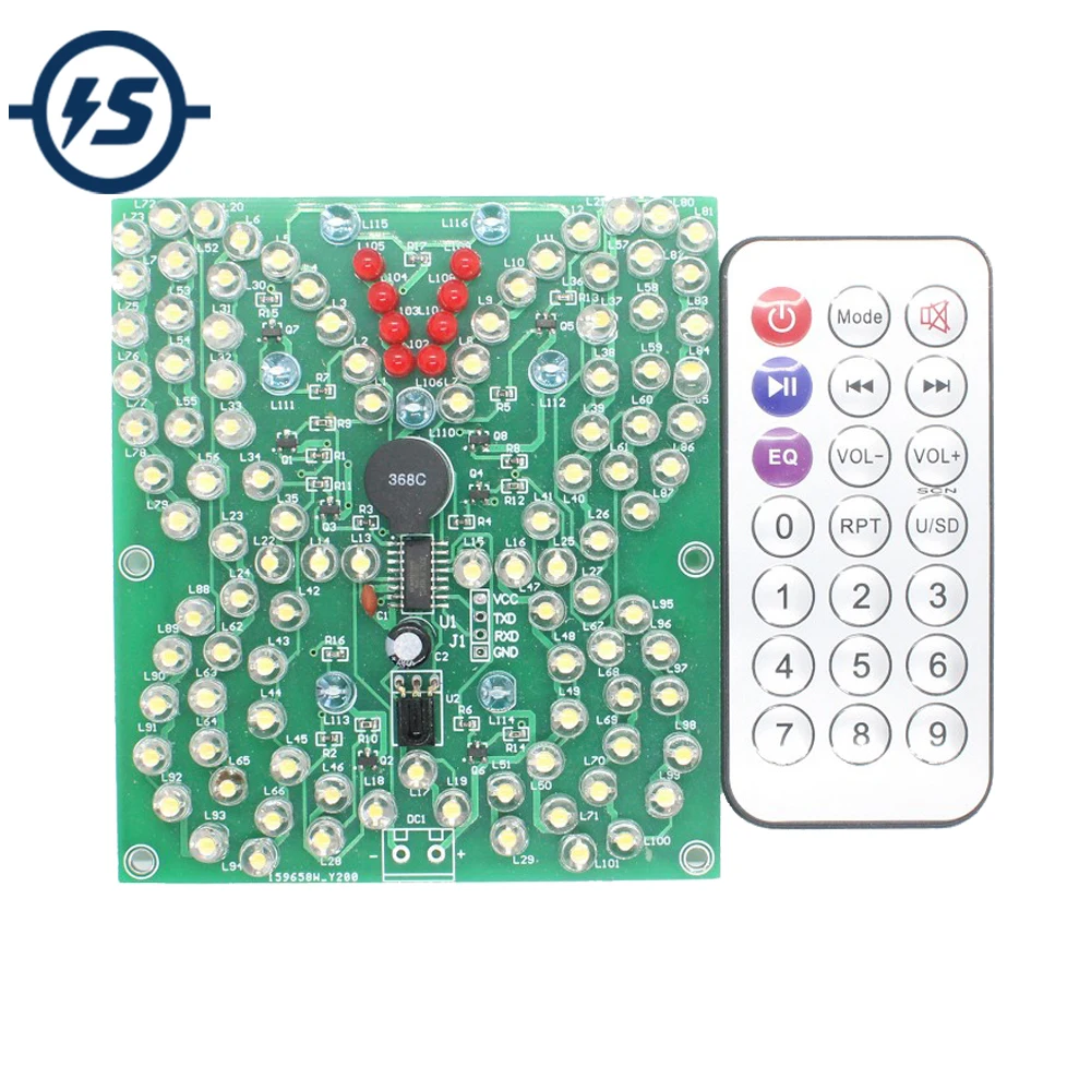 Muzyka LED miga zestaw DIY pilot w kształcie motyla DIY zabawa elektronika spawanie praktyka szkolenia Suite DC 3.7V ~ 5.5V