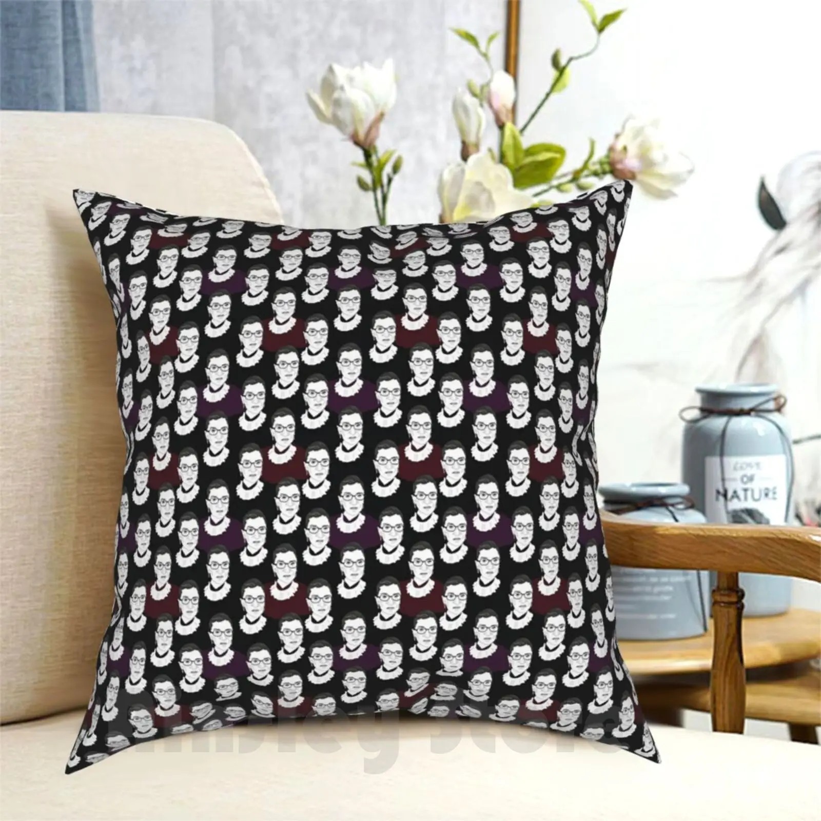 Ruth Bader Ginsburg Pattern Pillow Case Printed Home Soft Throw Pillow Rbg Ruth Bader Ginsburg Notorious Rbg Feminist