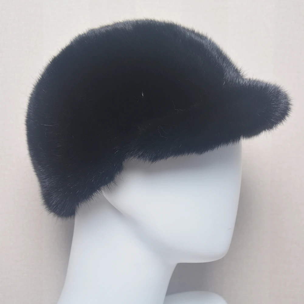 Hot Hale Men Real Mink Fur Straw Hats Men Winter Hats Mink Fur Hats Street Trendy Hip-hop Hat Caps Brimless Cap Beanies For Men